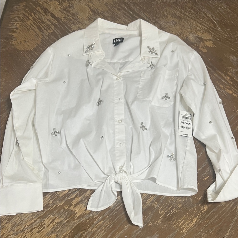 INC International Concepts White Blouse